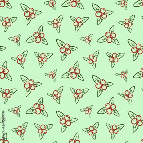 Christmas seamless pattern with apples green 