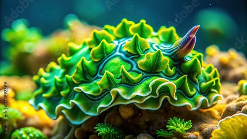 Elysia crispata, Lettuce Sea Slug: Vibrant Underwater Macro Photography photo