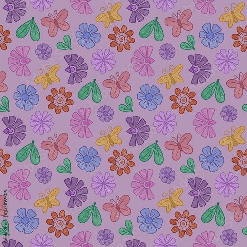 seamless floral pattern with butterfly 