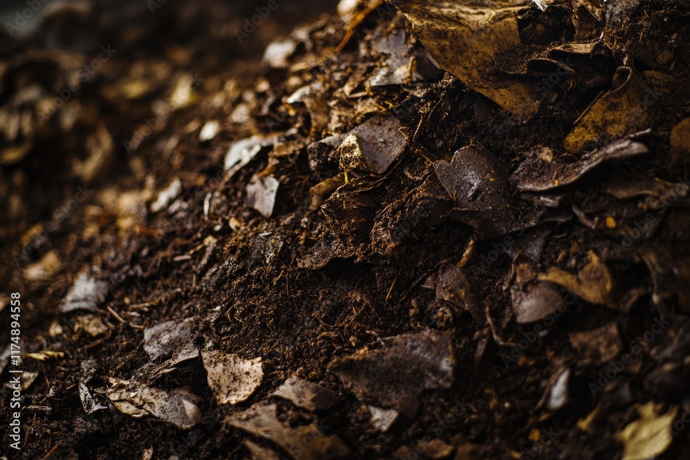 Fototapeta premium Close-up View of Organic Waste Pile: Nature's Bounty for Composting and Ecological Enrichment