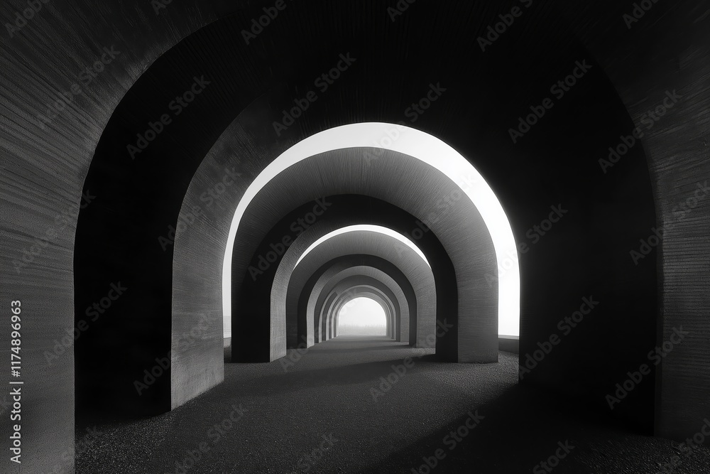 Naklejka premium Endless Archway: A Monochromatic Perspective