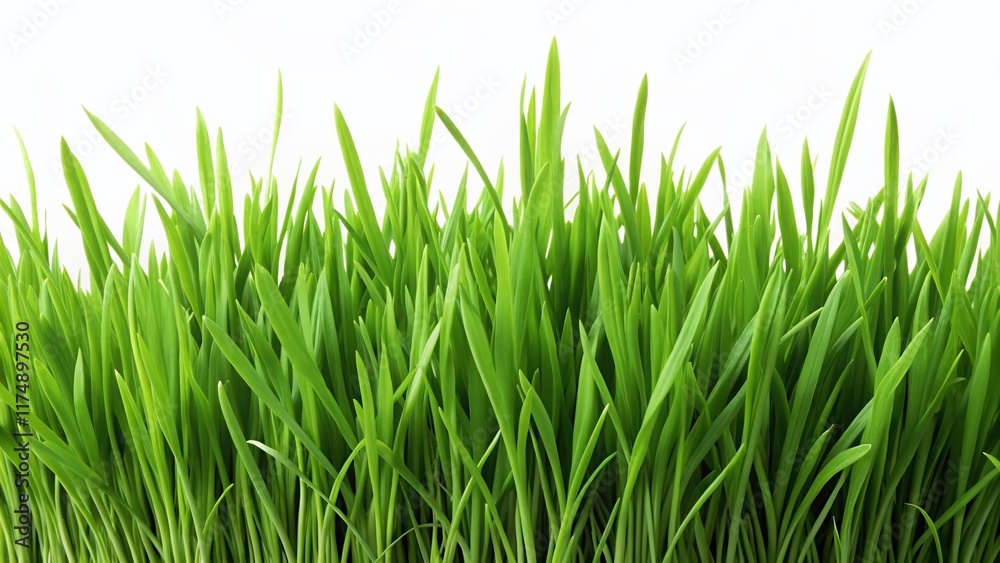 Lush Green Grass Blades Isolated on White Background - Perfect for Design Projects Lush Green Grass Blades Isolated on White Background - Perfect for Design Projects