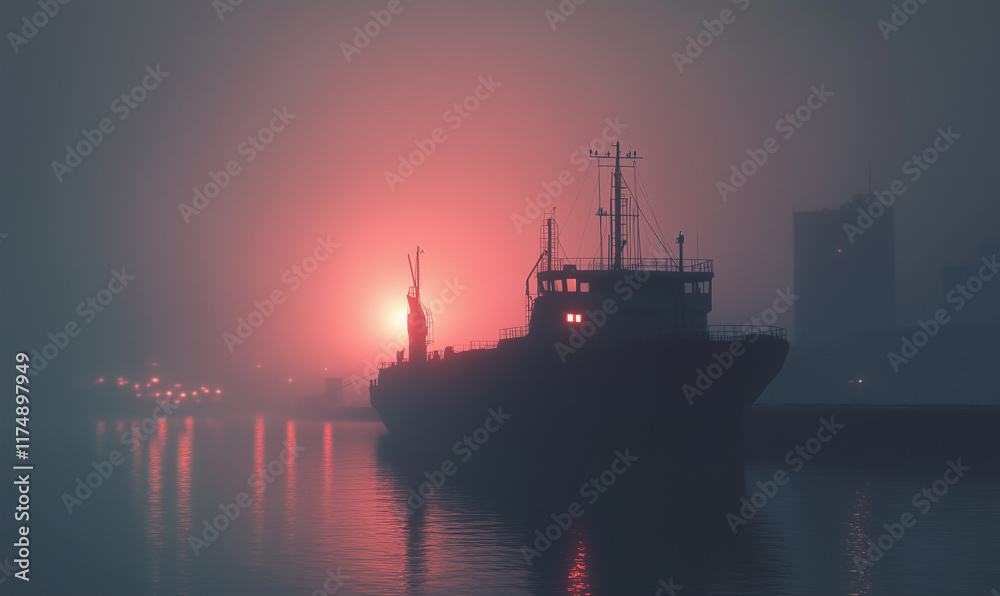 Obraz premium A ship on the sea at sunset