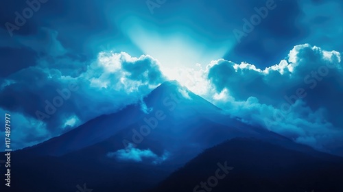 Breathtaking Arenal Volcano in Costa Rica: A Central American Gem with Stunning Blue Skies and Beautiful Clouds
