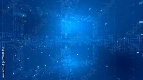 Techno Digital Background Futuristic Blue Motion Plexus 4K