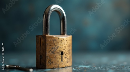 An isolated pad lock representing the concept of unlocking your mind and become successful; a pad lock signifying locked potential and requires a key to open the lock for opportunities