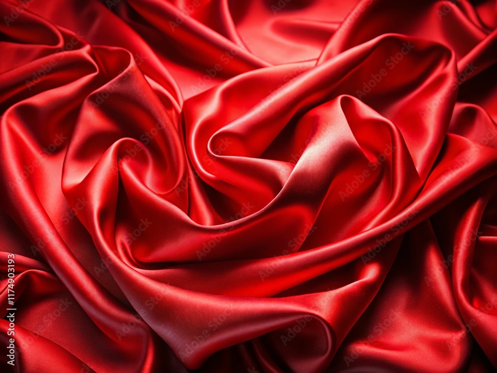 Fototapeta premium Luxurious Red Satin Fabric Background: Smooth Waves & Elegant Drapes