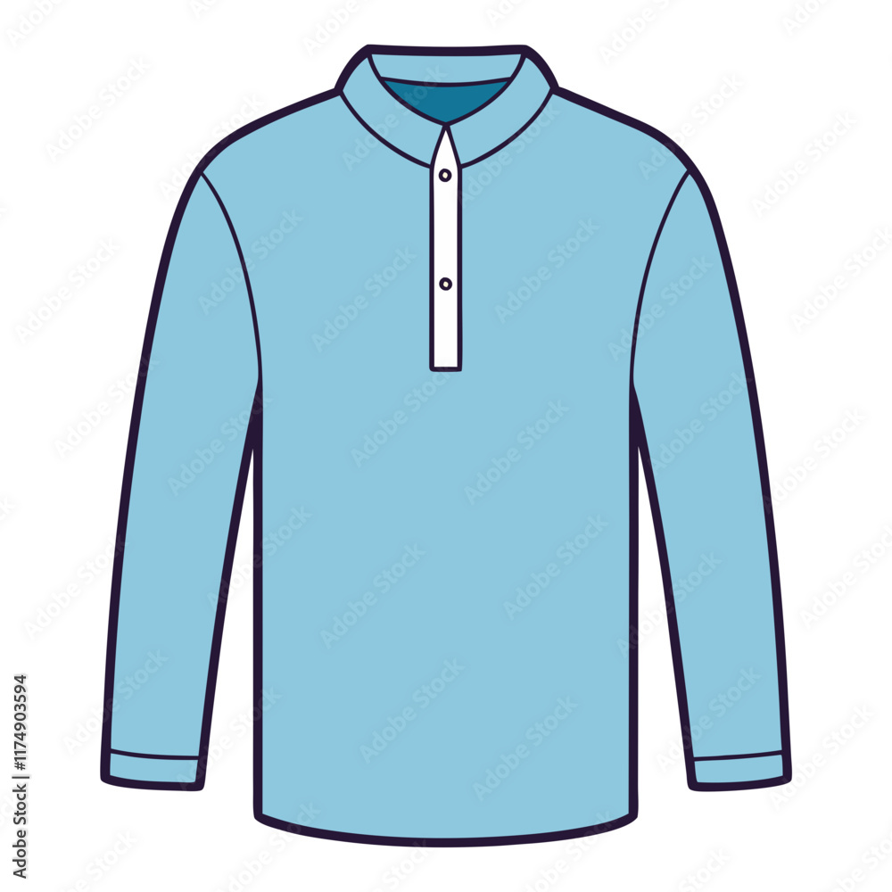 Light Blue Long-Sleeve Shirt with White Placket, Minimalist vector illustration of a light blue long-sleeve shirt featuring a white buttoned placket and a modern collar design.
Light Blue Long-Sleeve Shirt with White Placket, Minimalist vector illustration of a light blue long-sleeve shirt featuring a white buttoned placket and a modern collar design.