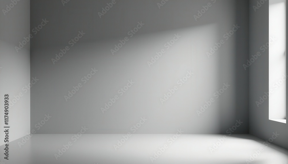 A minimalist gray studio room with soft lighting creates an elegant and simple backdrop. A minimalist gray studio room with soft lighting creates an elegant and simple backdrop.