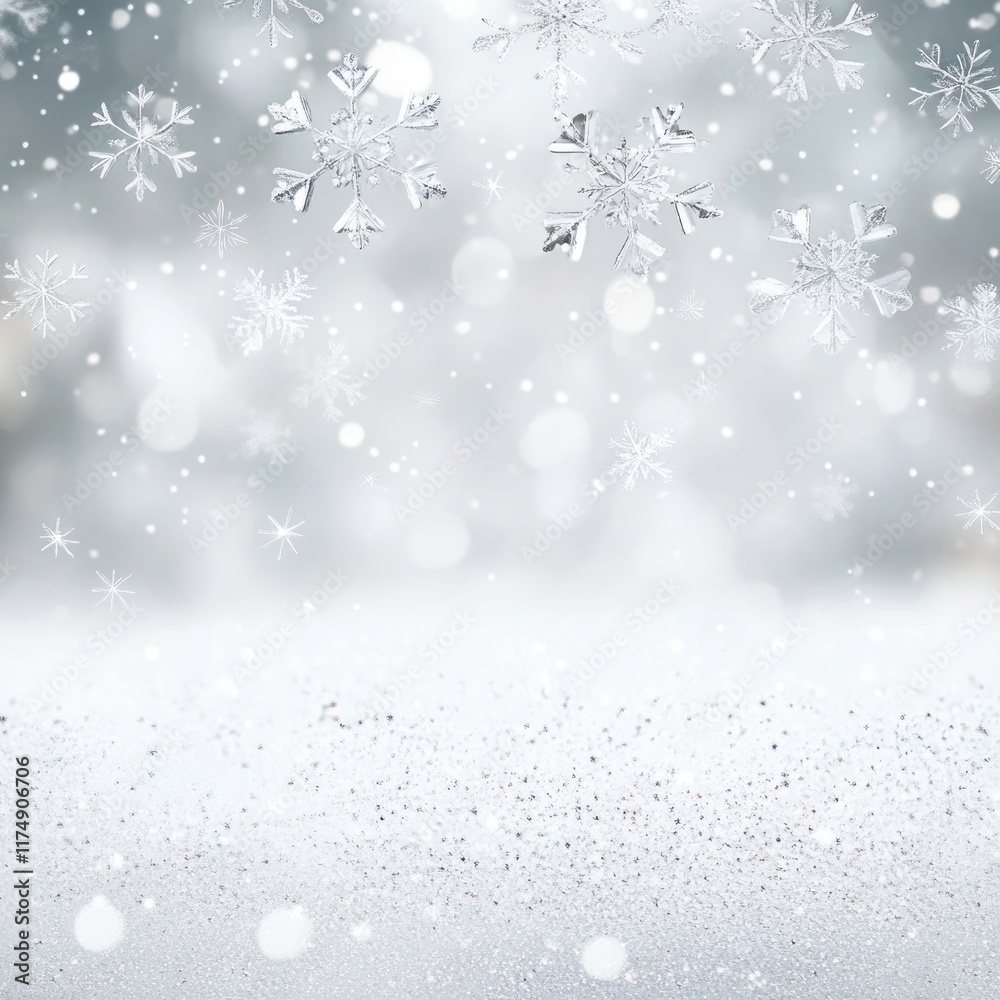 Sparkling winter snow scene with falling snowflakes and bokeh lights. Sparkling winter snow scene with falling snowflakes and bokeh lights.
