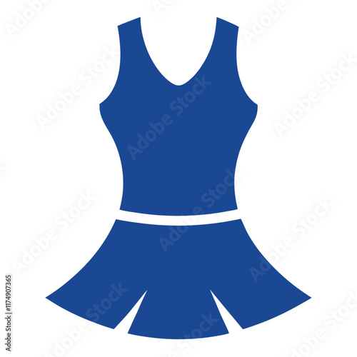 Simple blue sleeveless dress illustration, Vector illustration of a minimalistic blue sleeveless dress with a fitted bodice and flared skirt, designed in a clean and modern style.  
