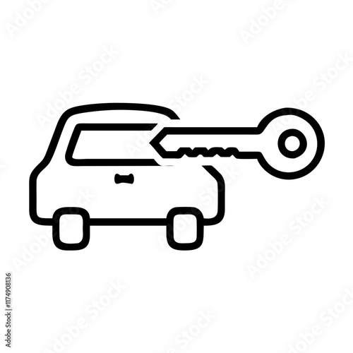 Small business Car unlock service line art icon with car and key