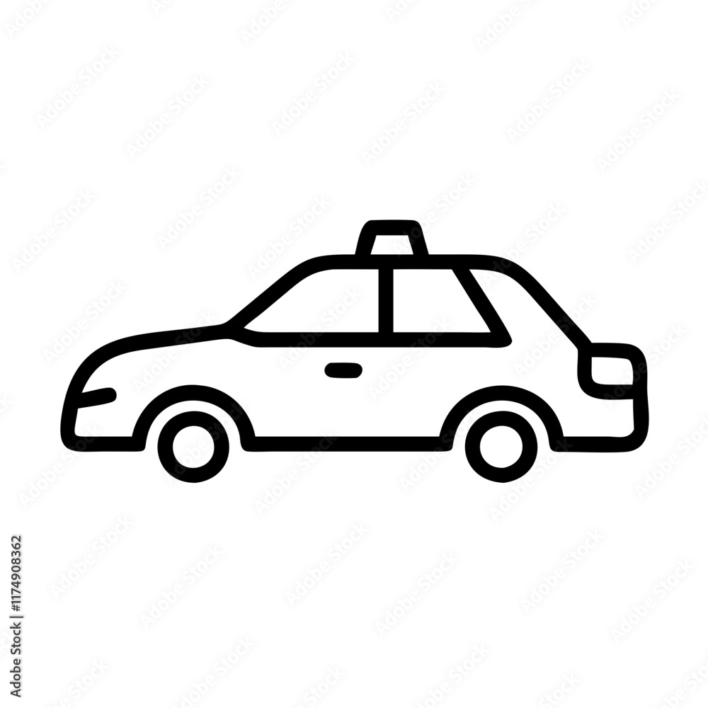 Small business Taxi service line art icon with car and roof sign Small business Taxi service line art icon with car and roof sign