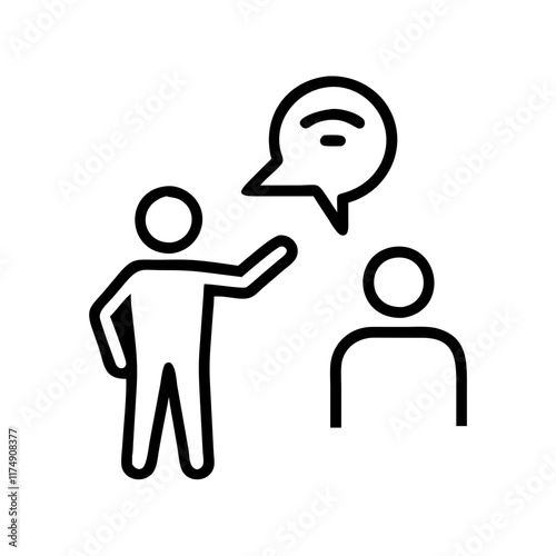 Small business personal development training line art icon with two people Language tutoring