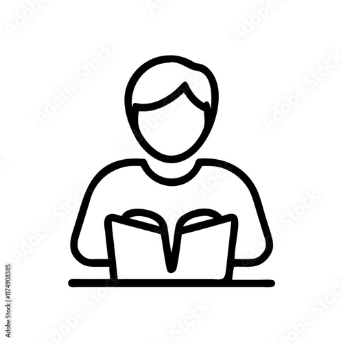 Small business Tutoring line art icon with student reading a book