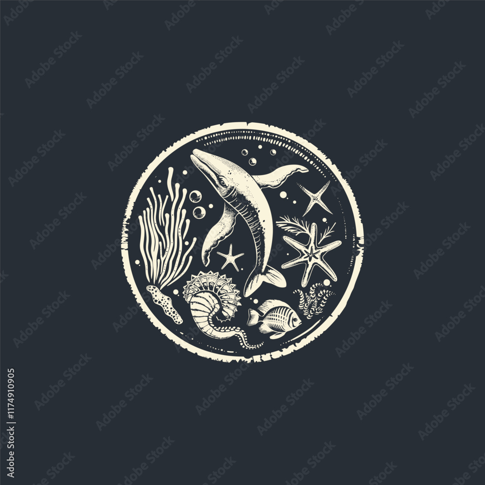 Sea life drawing vector design template Sea life drawing vector design template