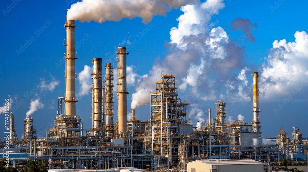 Industrial Smoke Stacks Polluting the Sky: A Symbol of Climate Change Industrial Smoke Stacks Polluting the Sky: A Symbol of Climate Change
