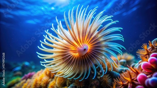 Long Exposure Underwater Photography of Schizobranchia insignis Feather Duster Worm photo