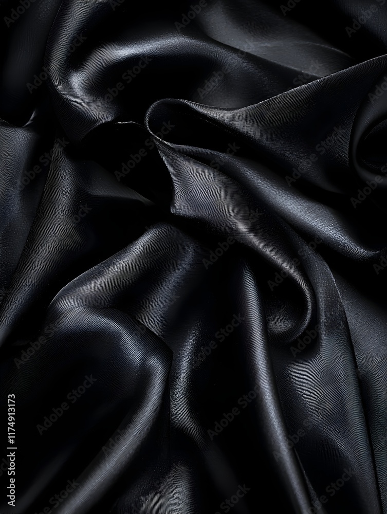 Fototapeta premium Photo of Black Silk Fabric