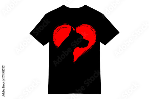 Gradient Heart and Pitbull Silhouette T-Shirt photo