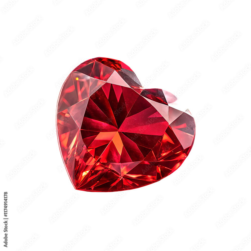 A stunning red heart crystal set against a dark usa glowing romance shiny wet tradition PNG file download