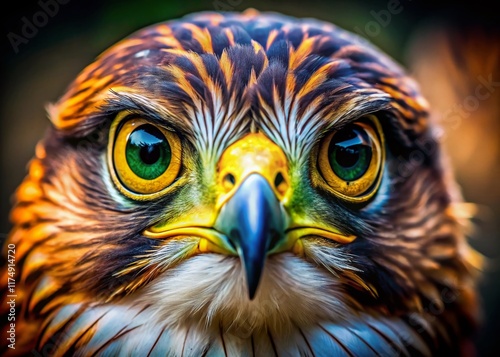 Majestic Bird of Prey Close-Up: Intense Gaze & Feather Details