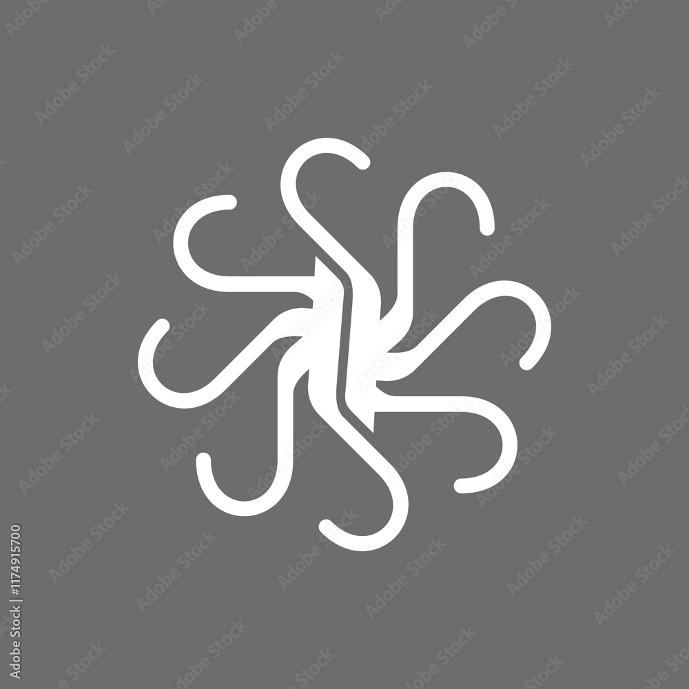 Fototapeta premium The monogram is the ornament hook rotate. Elegant and outline.