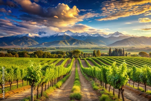 Wallpaper Mural Majestic Mendoza Vineyards: Andes Mountain Vineyard Landscape at Harvest Torontodigital.ca