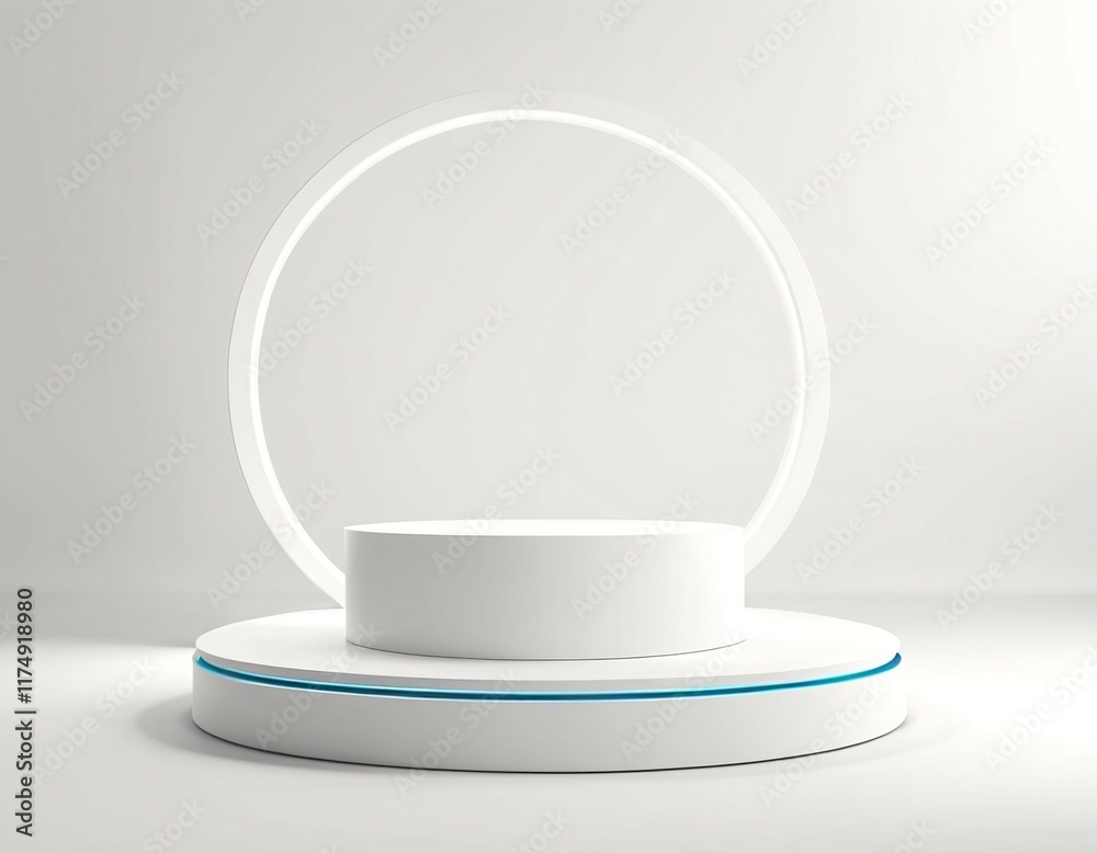 Empty podium on a white background, featuring a cylindrical stand, ideal for showcasing products in a 3D rendering. Empty podium on a white background, featuring a cylindrical stand, ideal for showcasing products in a 3D rendering.