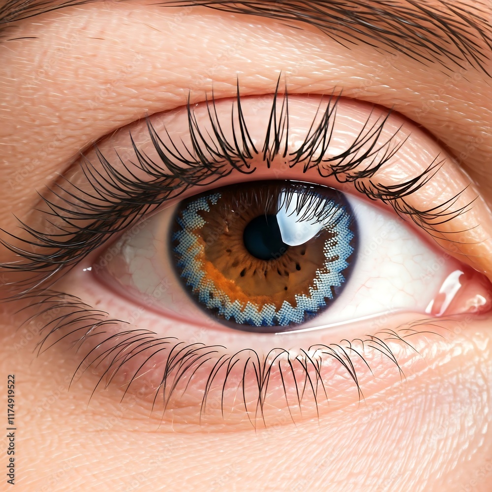 Fototapeta premium Close-up of a Human Eye with Blue Contact Lenses