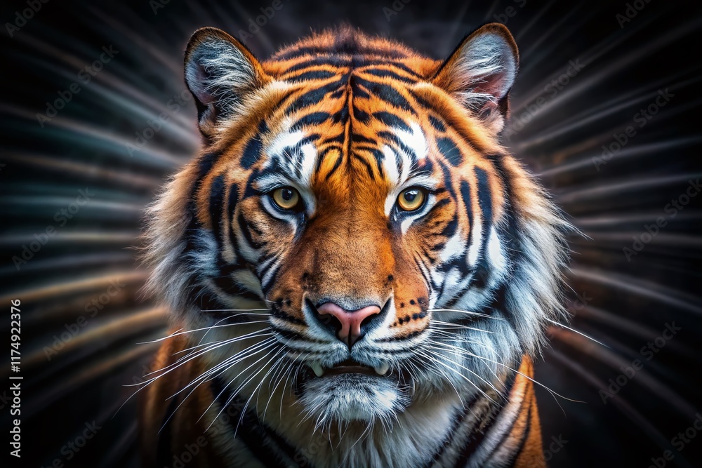 Fototapeta premium Majestic Tiger Head, Long Exposure Wildlife Photography
