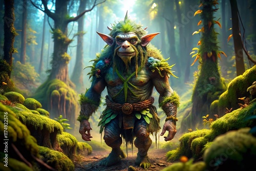 Majestic Trowl in Mystical Forest - High Depth of Field Stock Photo