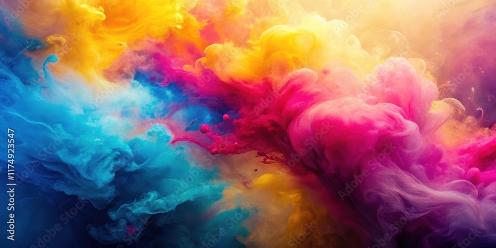 Fototapeta premium Abstract Colorful Swirling Paint Clouds A Vivid and Dynamic Composition of Hues and Textures