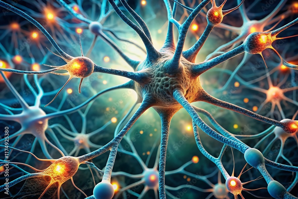 Microscopic Architecture of Spinal Root Ganglia: Detailed 3D Render Microscopic Architecture of Spinal Root Ganglia: Detailed 3D Render