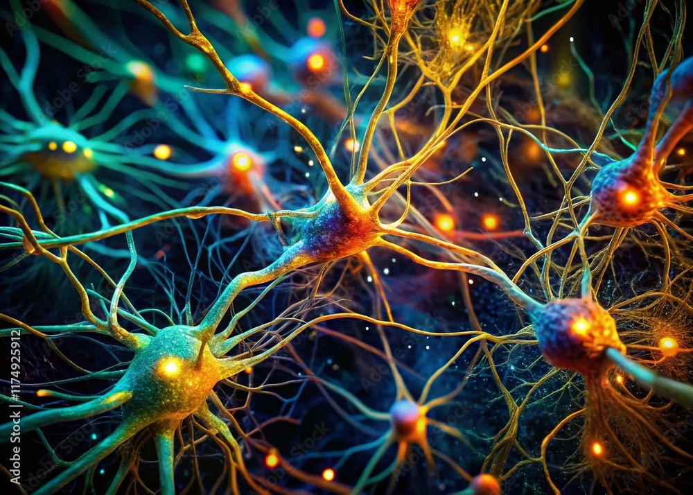 Microscopic View of Motor Nerve Fibers Illuminated in Low Light Microscopic View of Motor Nerve Fibers Illuminated in Low Light