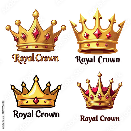 Royal crown logo design featuring multiple elegant golden crowns for luxury branding and royal-themed projects