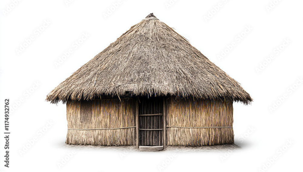 hut made of thatched grass, isolated on a white background ,with a clipping path. hut made of thatched grass, isolated on a white background ,with a clipping path.