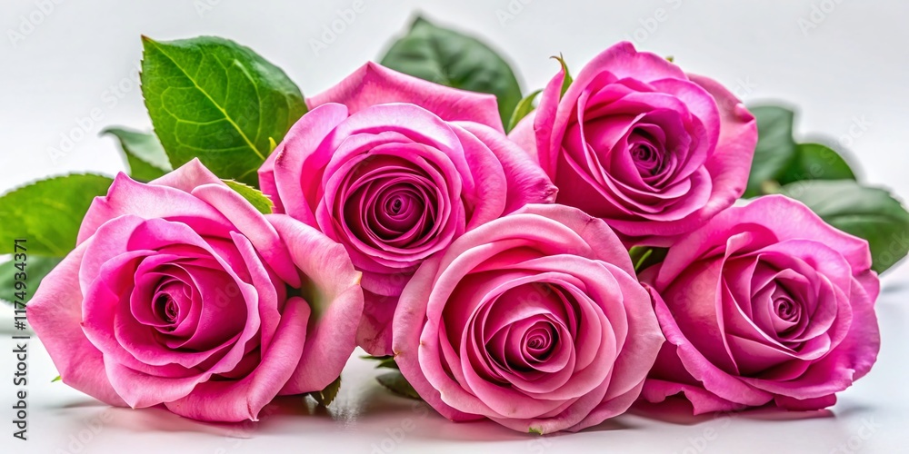 Obraz premium Elegant Pink Roses on Pure White Background - Beautiful Floral Still Life Stock Photo
