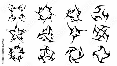 Neo tribal circles shape of black and white vector design