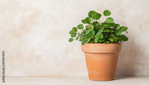 Wallpaper Mural rustic terracotta flowerpot with lush green leaves adds charm Torontodigital.ca