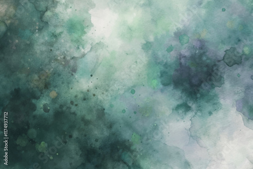Abstract watercolor background, soft green tones, artistic texture, fluid design, calming atmosphere, versatile use.