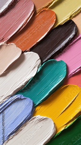 A vibrant close-up of multicolored paint strokes with a textured, abstract appearance, featuring a diverse palette including pastels and bold hues.