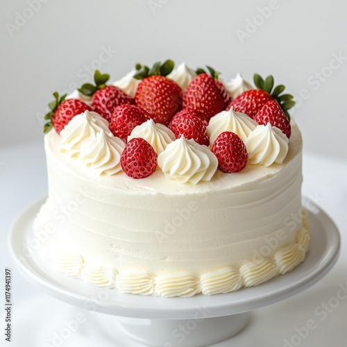 White cake with strawberries