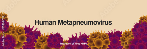 Human metapneumovirus virus outbreak pandemic banner. HMPV virus design for prevention, symptom awareness, and disease spread. Medical illustration background for healthcare and science themes