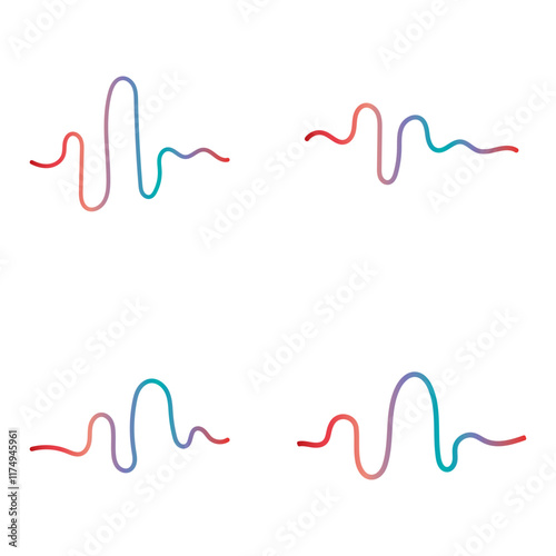 Audio technology, music sound waves set vector icon illustration