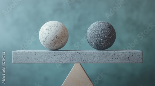 Two spheres with different textures (smooth and rough) balancing on a seesaw.