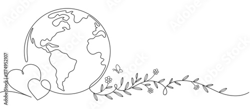 Globe earth line art style vector illustration	