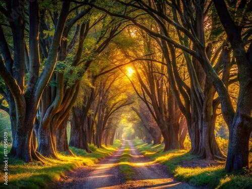 Mysterious Hoia Baciu Forest: Sunlit Path Beckoning into Shadows photo