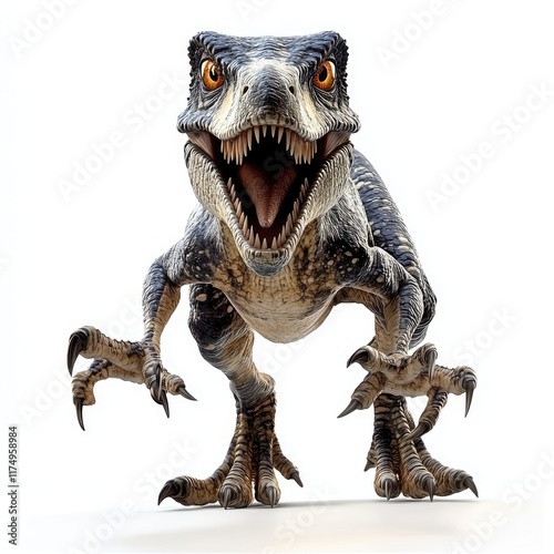 Fototapeta Naklejka Na Ścianę i Meble -  A fierce dinosaur model, showcasing detailed textures and a dynamic pose.