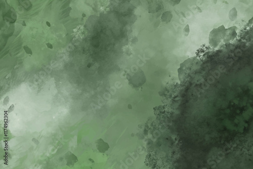 Abstract green watercolor background, soft texture, organic shapes, artistic design, nature-inspired, versatile for various uses.